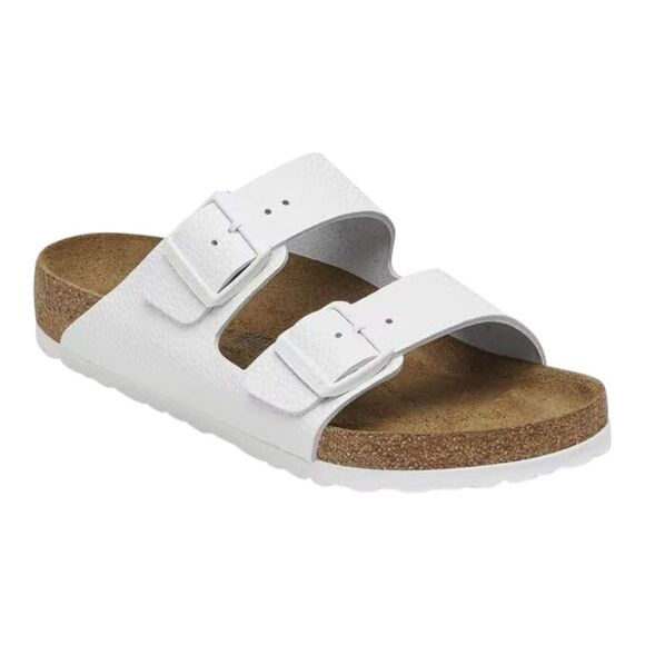 Birkenstock Women’s Arizona Soft Footbed Leather White Slide Sandal Size 9 - Picture 1 of 9